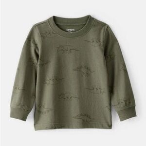 Carter's Olive Green Long-Sleeve Tee with Dino Print